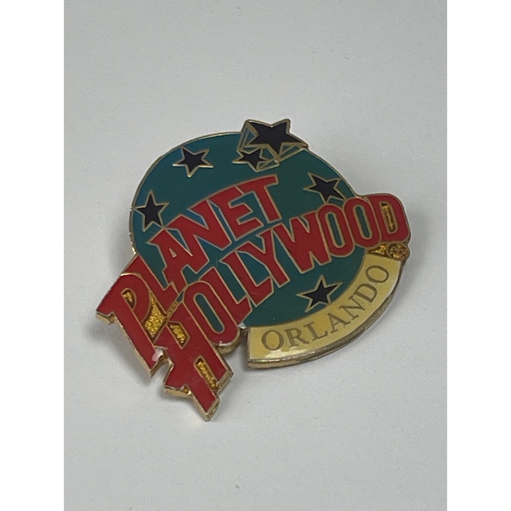 Planet Hollywood Orlando Vintage Enamel Lapel Pin Gold Tone Souvenir Logo